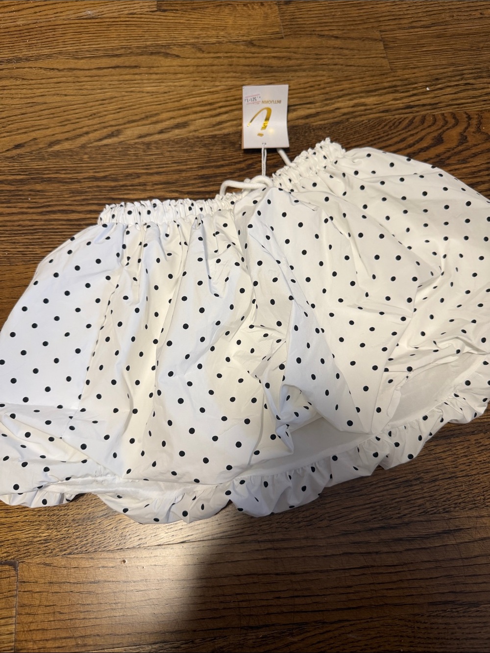 White Black Polka Dot Bubble Skirt